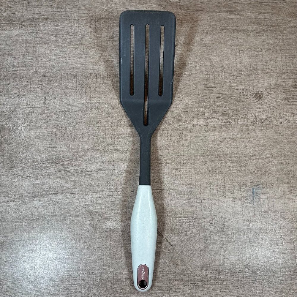 Zyliss Nylon Slotted Turner Spatula Ergonomic Design Black Silver Cooking